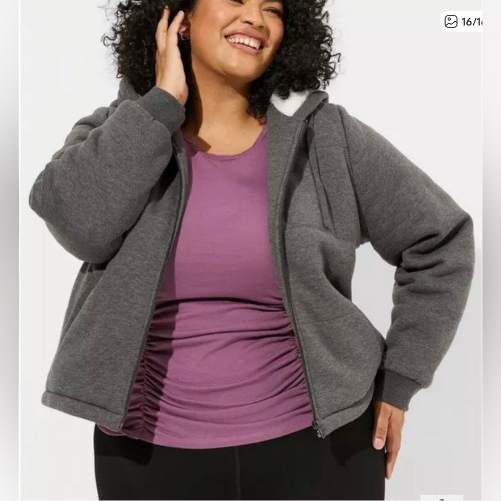 NWOT Torrid Fleece Faux Fur Lined Bomber Hooded Jacket